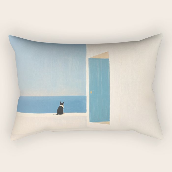 Quiet Cat by the Sea Rectangular Pillow Gallery Image 1