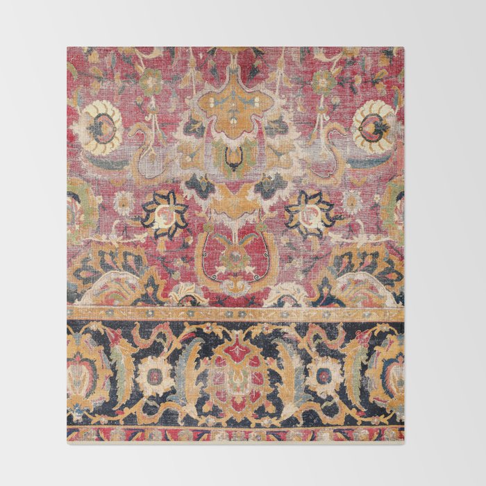 Esfahan Central Persian 17th Century Fragment Print Throw Blanket Gallery Image 2