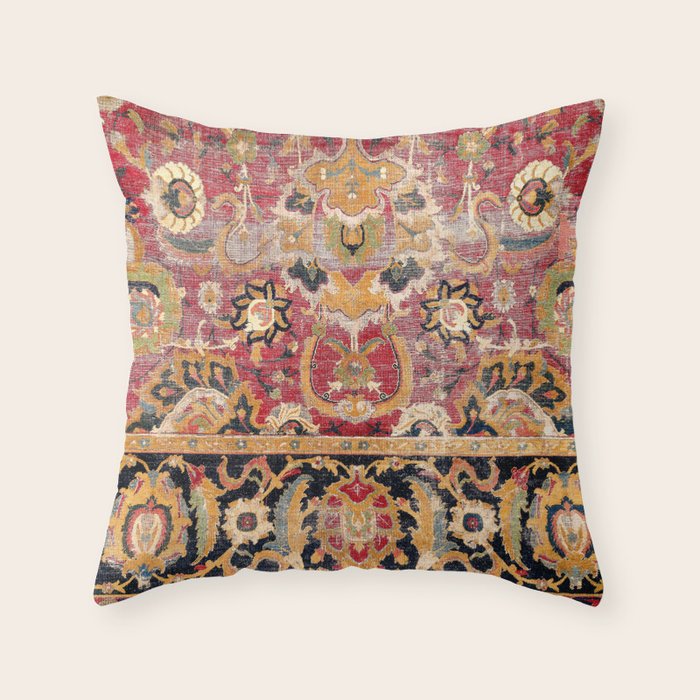 Esfahan Central Persian 17th Century Fragment Print Throw Pillow Gallery Image 1
