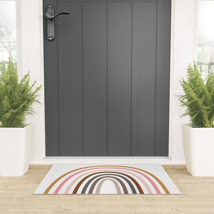 Whimsical Rainbow in Earthy Colors Welcome Mat Gallery Image 3