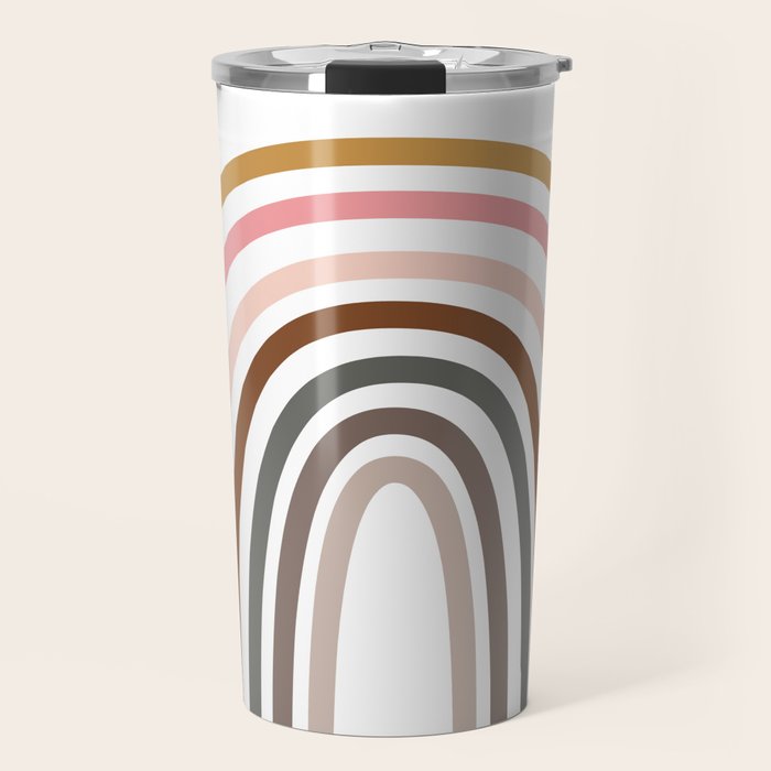 Whimsical Rainbow in Earthy Colors Travel Mug Gallery Image 1