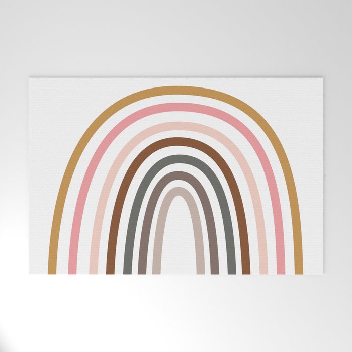Whimsical Rainbow in Earthy Colors Welcome Mat Gallery Image 1