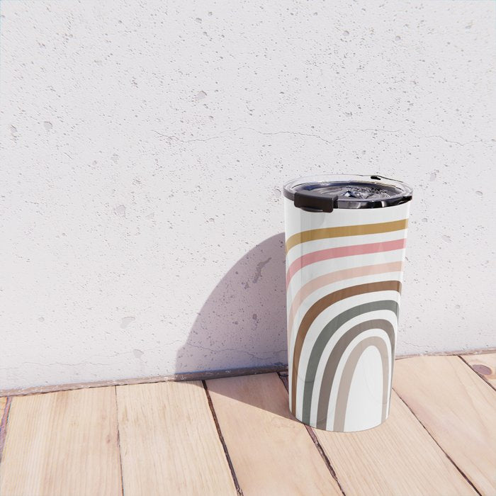 Whimsical Rainbow in Earthy Colors Travel Mug Gallery Image 4