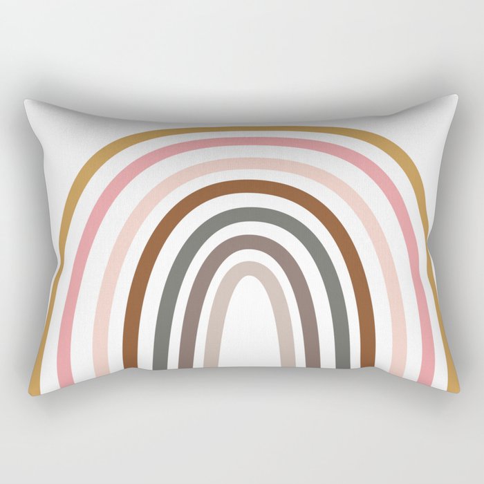 Whimsical Rainbow in Earthy Colors Rectangular Pillow Gallery Image 2