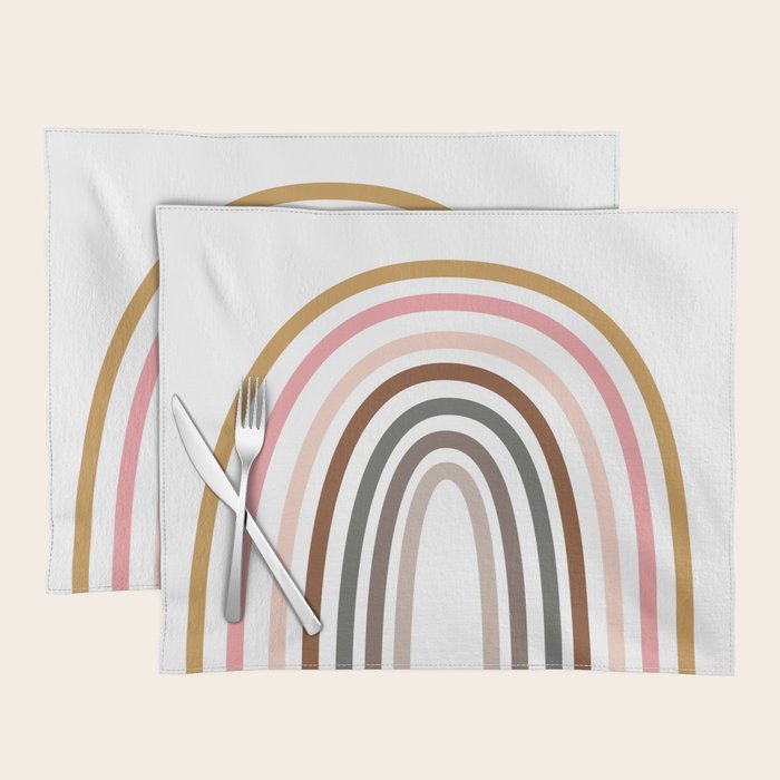 Whimsical Rainbow in Earthy Colors Placemat Gallery Image 1