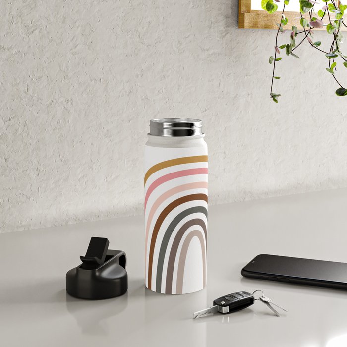Whimsical Rainbow in Earthy Colors Water Bottle Gallery Image 4