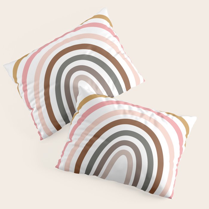 Whimsical Rainbow in Earthy Colors Pillow Sham Gallery Image 3