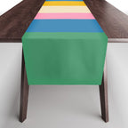 Cheerful Retro Modern Vertical Stripe Pattern Blue Green Mustard Pink Table Runner Gallery Image 1
