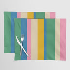 Cheerful Retro Modern Vertical Stripe Pattern Blue Green Mustard Pink Placemat Gallery Image 1