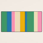 Cheerful Retro Modern Vertical Stripe Pattern Blue Green Mustard Pink Desk Mat Gallery Image 3