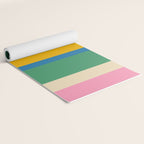 Cheerful Retro Modern Vertical Stripe Pattern Blue Green Mustard Pink Yoga Mat Gallery Image 2
