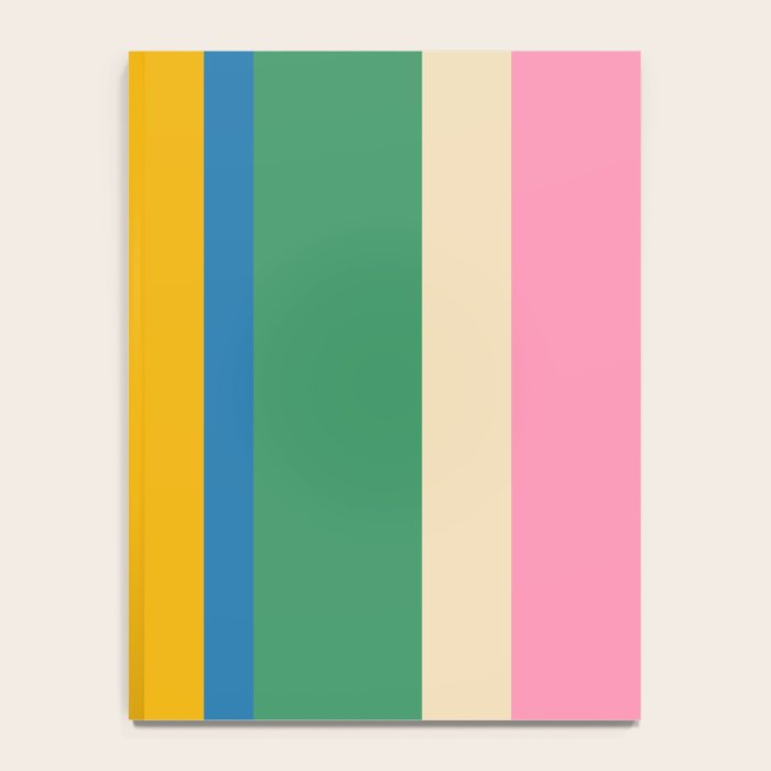Cheerful Retro Modern Vertical Stripe Pattern Blue Green Mustard Pink Notebook Gallery Image 4