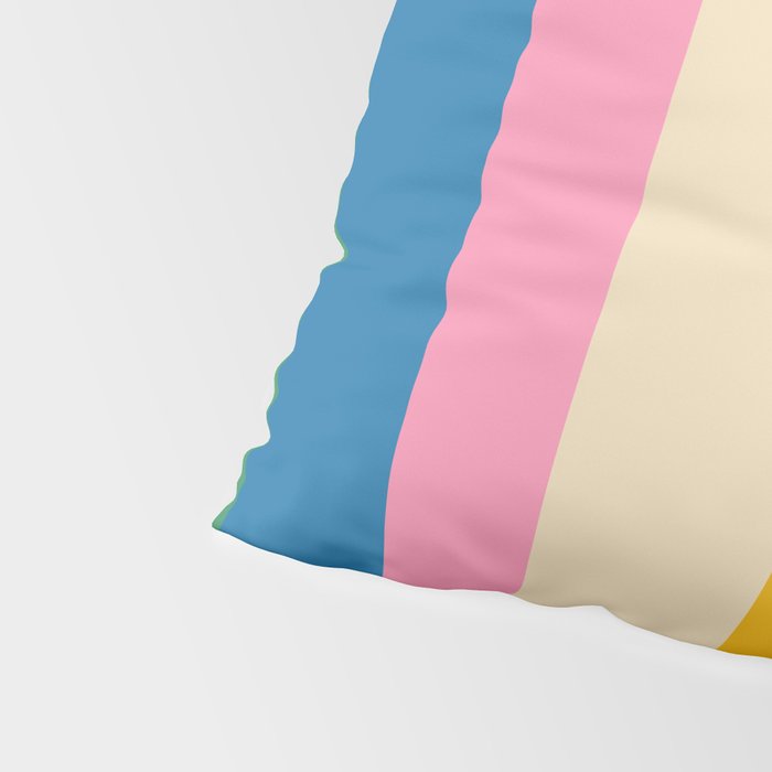Cheerful Retro Modern Vertical Stripe Pattern Blue Green Mustard Pink Pillow Sham Gallery Image 4