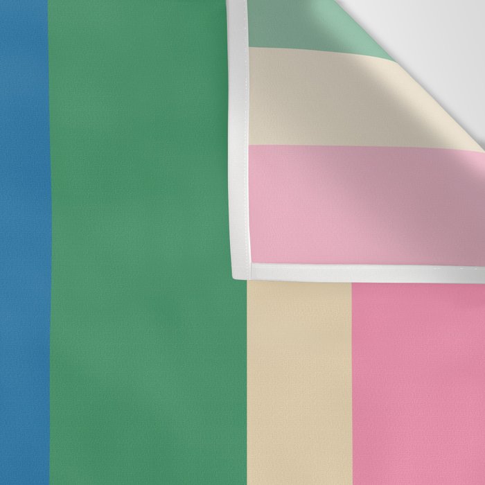 Cheerful Retro Modern Vertical Stripe Pattern Blue Green Mustard Pink Wall Tapestry Gallery Image 3