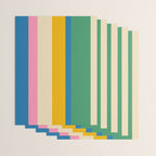 Cheerful Retro Modern Vertical Stripe Pattern Blue Green Mustard Pink Wrapping Paper Gallery Image 3