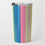 Cheerful Retro Modern Vertical Stripe Pattern Blue Green Mustard Pink Travel Mug Gallery Image 3