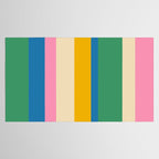 Cheerful Retro Modern Vertical Stripe Pattern Blue Green Mustard Pink Tablecloth Gallery Image 2