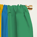 Cheerful Retro Modern Vertical Stripe Pattern Blue Green Mustard Pink Window Curtain Gallery Image 2