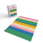 Cheerful Retro Modern Vertical Stripe Pattern Blue Green Mustard Pink Jigsaw Puzzle Gallery Image 2