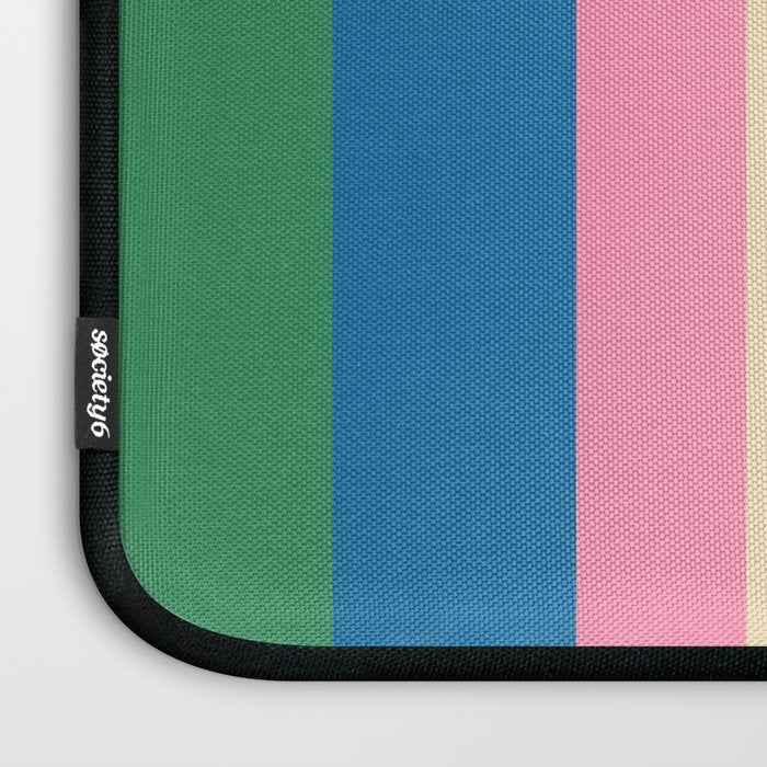 Cheerful Retro Modern Vertical Stripe Pattern Blue Green Mustard Pink Laptop Sleeve Gallery Image 3