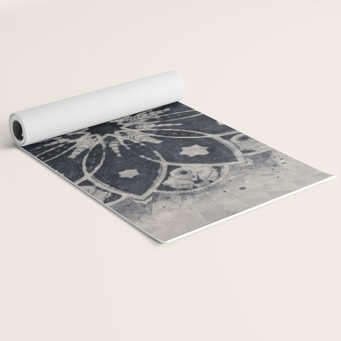 Mandala, Flower, Indigo Blue, Boho Art Yoga Mat Gallery Image 2