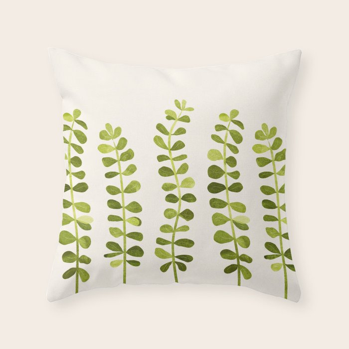 Eucalyptus Sprouts - Cute Plant Illustration Throw Pillow Gallery Image 6