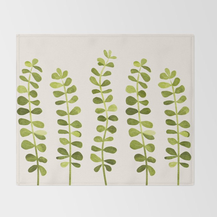 Eucalyptus Sprouts - Cute Plant Illustration Throw Blanket Gallery Image 2