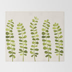Eucalyptus Sprouts - Cute Plant Illustration Throw Blanket Gallery Image 2