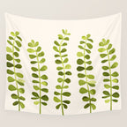 Eucalyptus Sprouts - Cute Plant Illustration Wall Tapestry Gallery Image 4