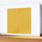 Minimal Line Curvature VIII Golden Yellow Mid Century Modern Arch Abstract Wall Mural Gallery Image 2