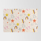 Happy Smiley Face & Retro Rainbows in Dusty Pink Rug Gallery Image 2