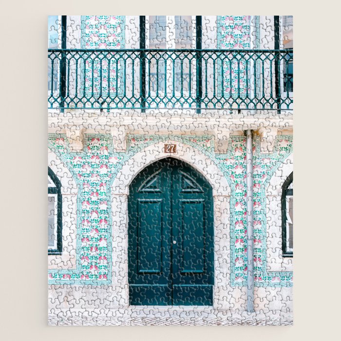 The green door | Lisbon Portugal architecture | Fine art travel photography print Jigsaw Puzzle Gallery Image 1