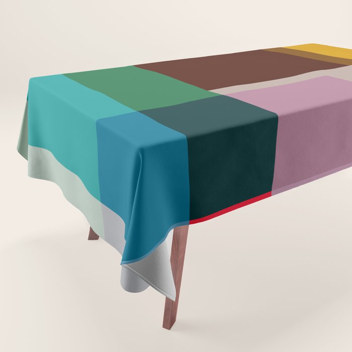 Modern Multicolor Geometric Abstract Art with Overlapping Shapes Tablecloth