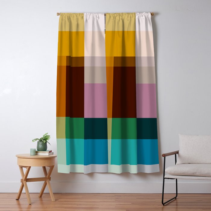 Modern Multicolor Geometric Abstract Art with Overlapping Shapes Window Curtain Gallery Image 5