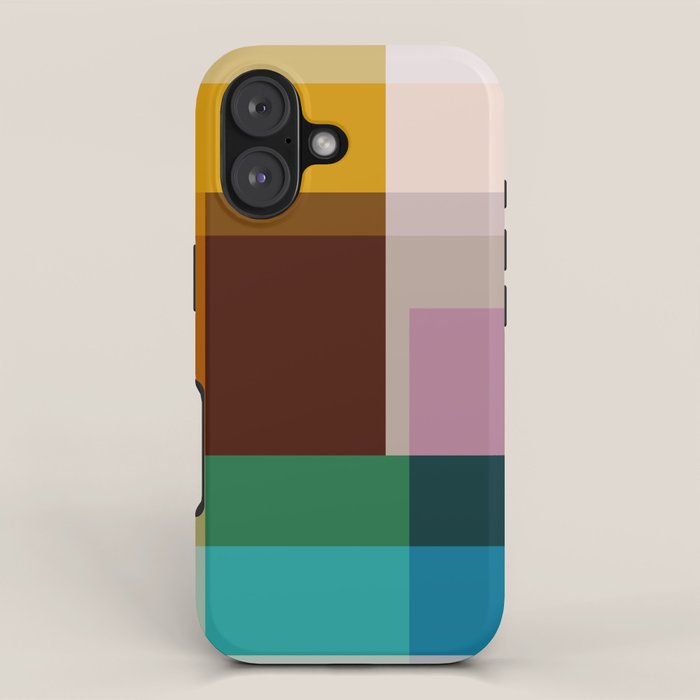 Modern Multicolor Geometric Abstract Art with Overlapping Shapes iPhone Case Gallery Image 1