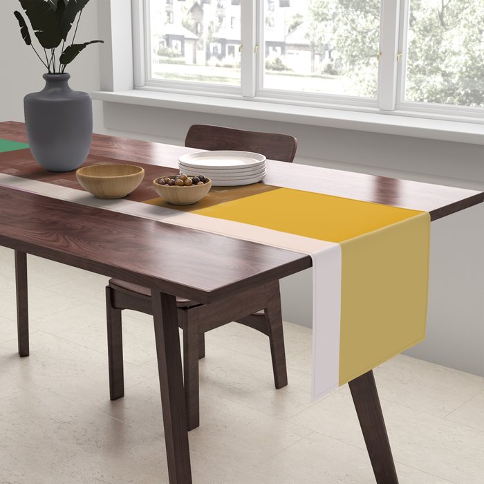 Modern Multicolor Geometric Abstract Art with Overlapping Shapes Table Runner Gallery Image 2