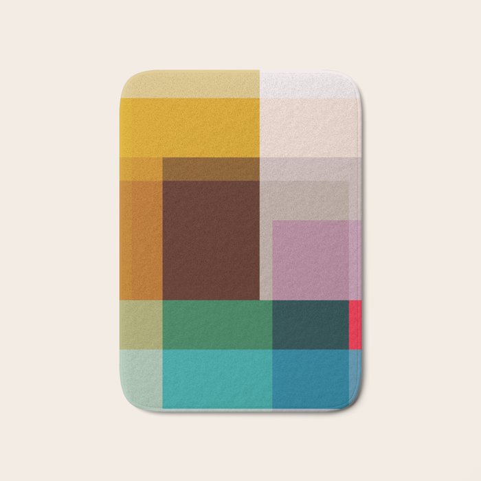 Modern Multicolor Geometric Abstract Art with Overlapping Shapes Bath Mat Gallery Image 1