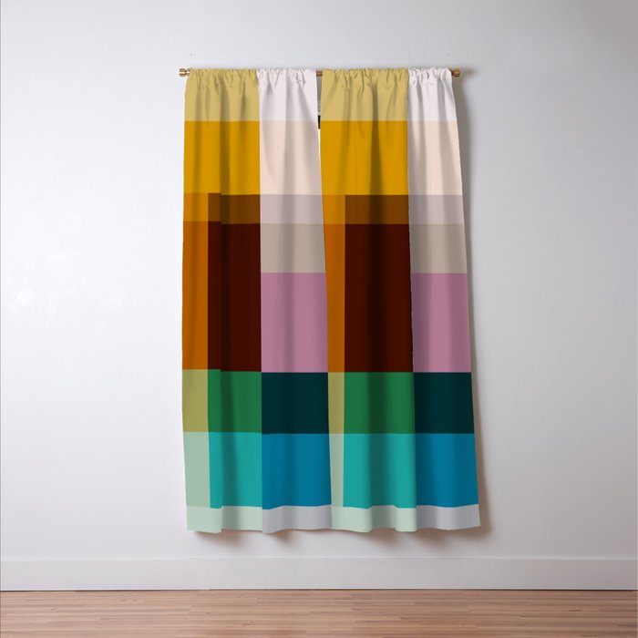 Modern Multicolor Geometric Abstract Art with Overlapping Shapes Window Curtain Gallery Image 3