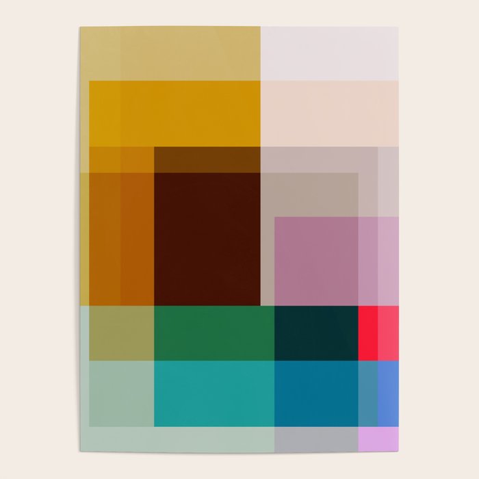 Modern Multicolor Geometric Abstract Art with Overlapping Shapes Poster Gallery Image 4