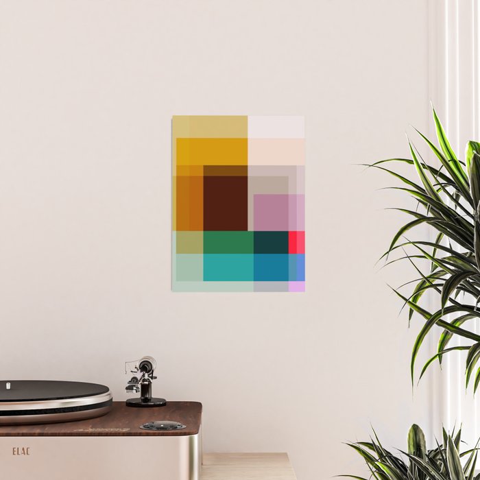 Modern Multicolor Geometric Abstract Art with Overlapping Shapes Poster Gallery Image 2