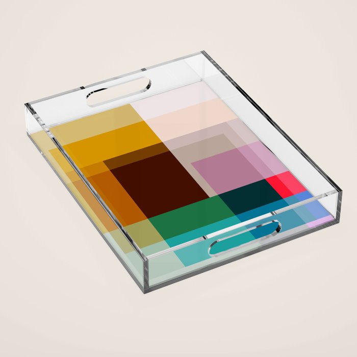 Modern Multicolor Geometric Abstract Art with Overlapping Shapes Acrylic Tray Gallery Image 1