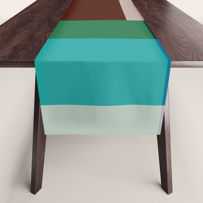 Modern Multicolor Geometric Abstract Art with Overlapping Shapes Table Runner Gallery Image 1