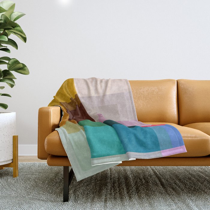 Modern Multicolor Geometric Abstract Art with Overlapping Shapes Throw Blanket Gallery Image 1