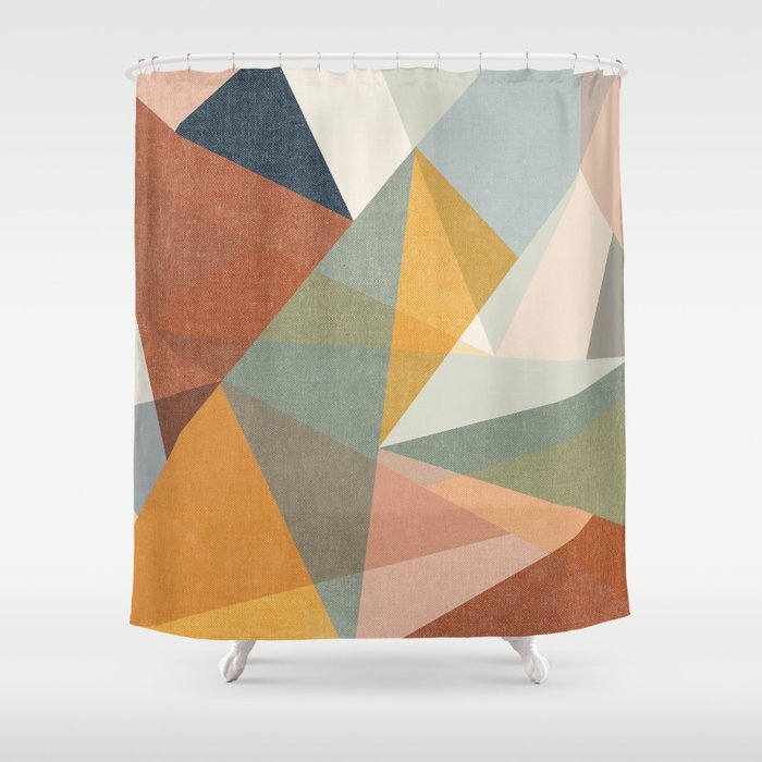 modern triangle mosaic - multi Shower Curtain Gallery Image 1
