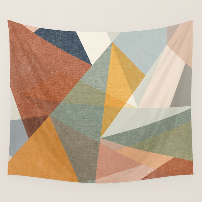 modern triangle mosaic - multi Wall Tapestry Gallery Image 1