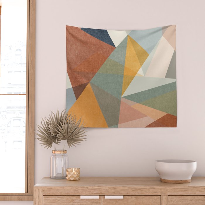 modern triangle mosaic - multi Wall Tapestry Gallery Image 2