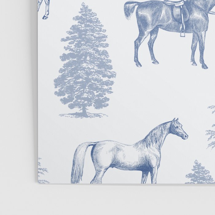 HORSES and TREES Blue Monochrome Toile Pattern  Poster Gallery Image 3
