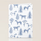 HORSES and TREES Blue Monochrome Toile Pattern  Stationery Card Gallery Image 2