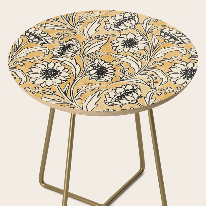Sunflowers - black and ochre on cream Side Table Gallery Image 2