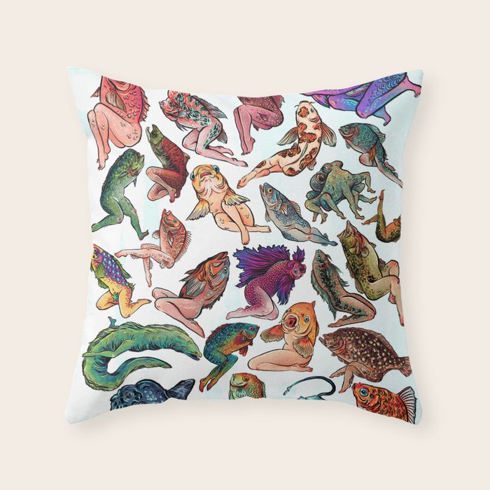 Reverse Mermaids Throw Pillow Gallery Image 6